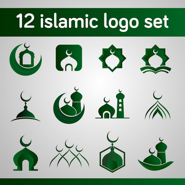 islamic logo set with mosque shape and modern concept