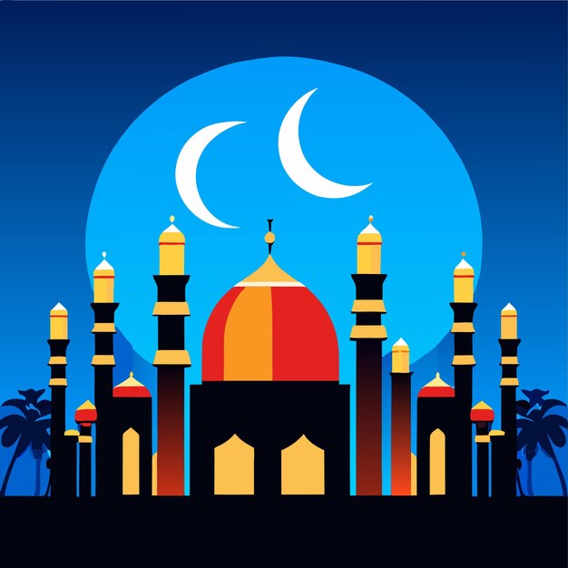 Vector islamic mosque background islam ramadan greeting card design template