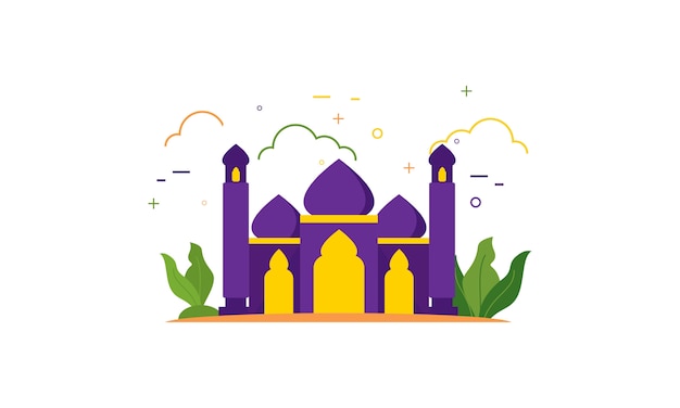 Islamic Mosque Building Flat Design Illustration