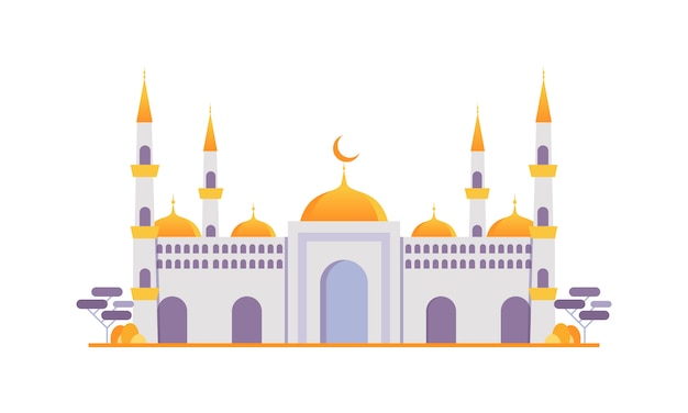 Islamic Mosque Building Flat Design Illustration