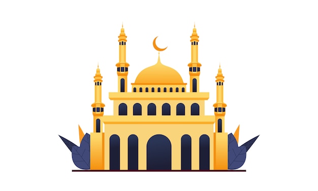 Islamic Mosque Building Flat Design Illustration