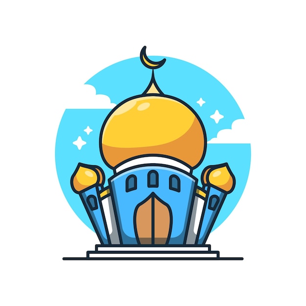 Islamic Mosque Cartoon Vector Illustration