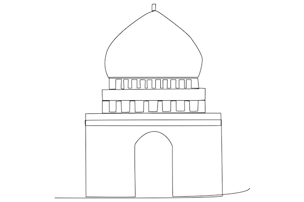 Islamic mosque gate one line art