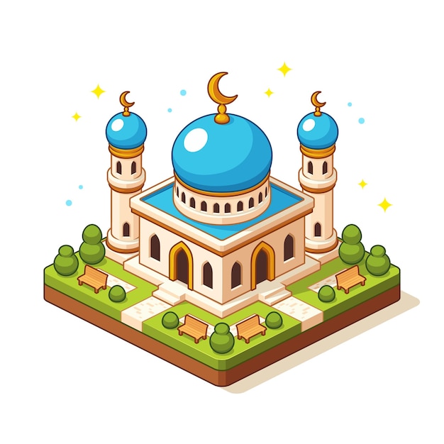 Vector islamic mosque isometric cartoon vector art