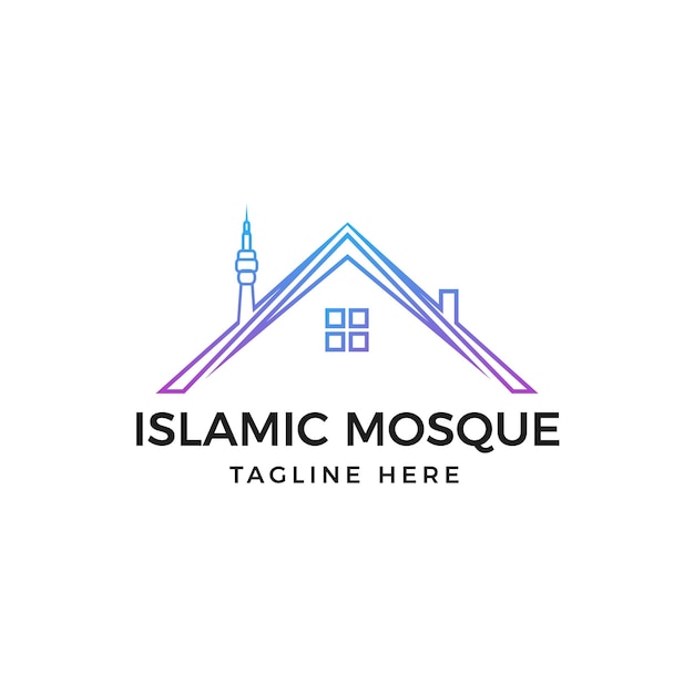 Islamic mosque line art logo