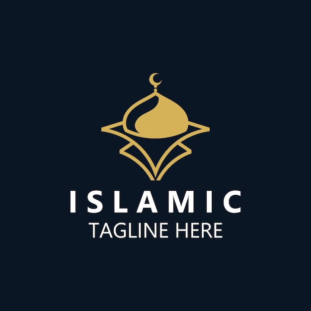 Islamic Mosque Logo design minimalist line art badge template Islamic center Islamic vector