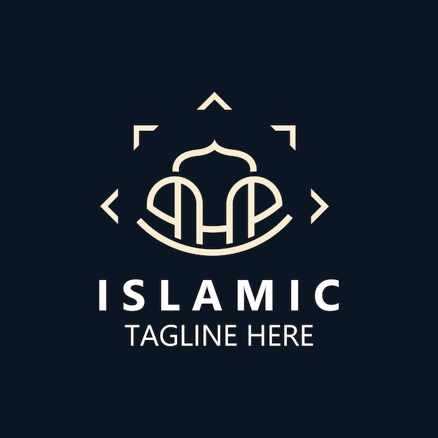 Islamic Mosque Logo design minimalist line art badge template Islamic center Islamic vector