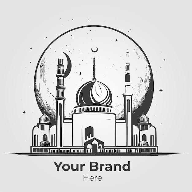 Профессиональный бренд дизайна логотипа исламской мечети