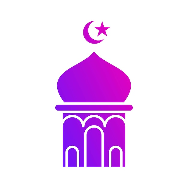 Islamic mosque pillar gradient icon button vector illustration