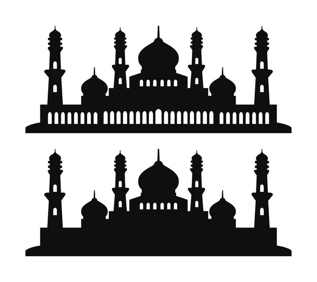Vector islamic mosque silhouette background illustration