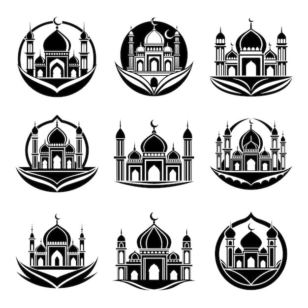 Islamic Mosque Vector Black Logo