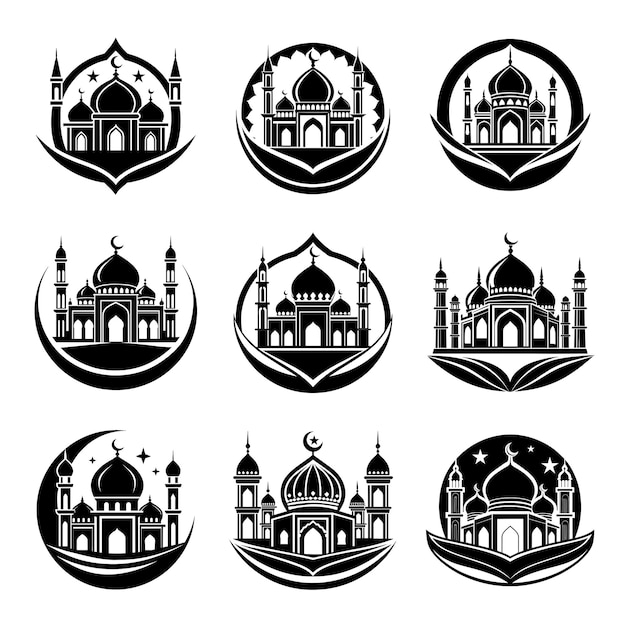 Islamic Mosque Vector Black Logo