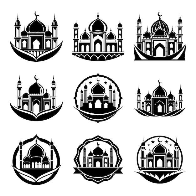 Islamic Mosque Vector Black Logo