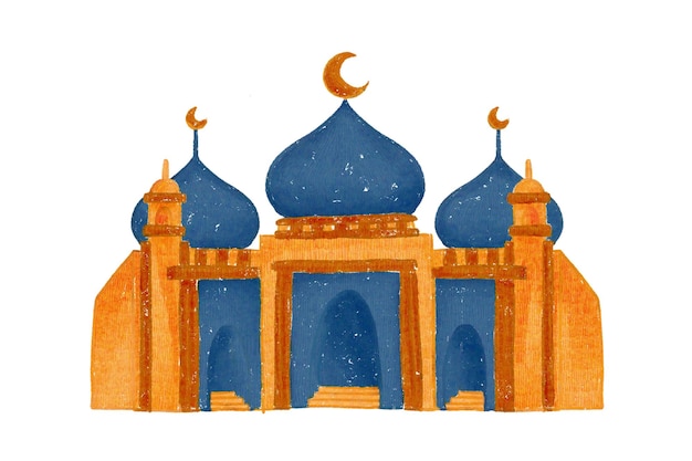 Islamic mosque watercolor illustration