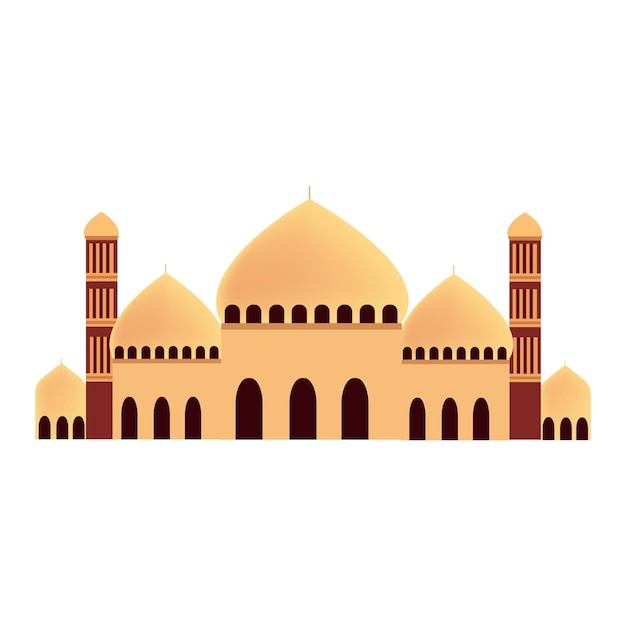 Islamic Mosque with New Moon Background Vector Illustration