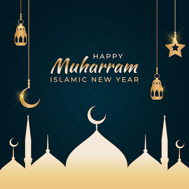 Islamic new year design greeting card   