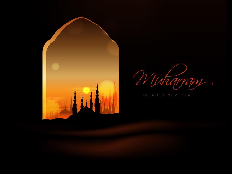 Islamic new year, Happy Muharram. Muslim community festival vector illustration