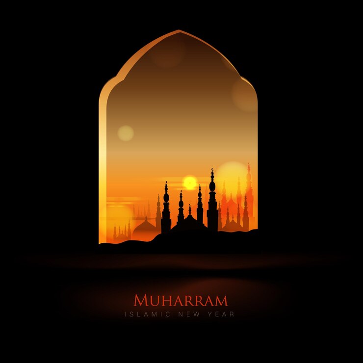 Islamic new year, Happy Muharram. Muslim community festival vector illustration