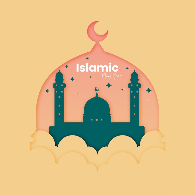 исламский новый год в бумажном стиле