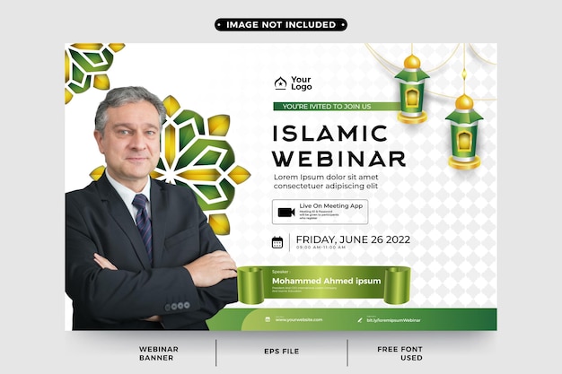 Vector islamic online webinar banner template with elegant design