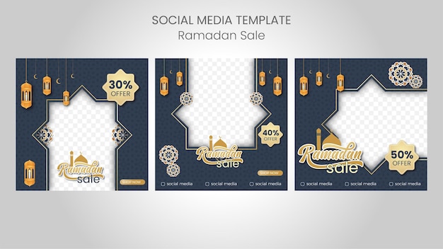 Vector islamic ornament ramadan sale social media post