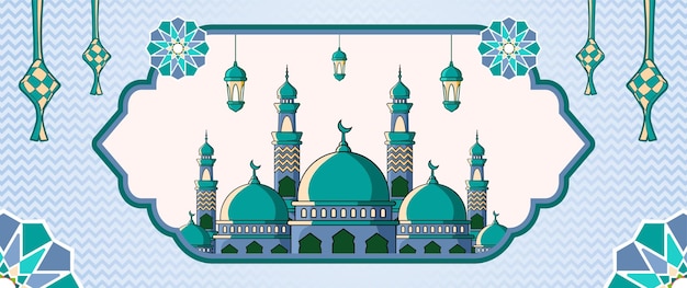 eid 무바라크를 위한 이슬람 장식 템플릿 배너 디자인