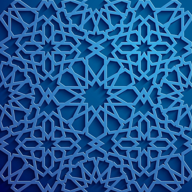 Ornamento islamico vettore motivo persiano 3d ramadan islamico rotondo elementi del modello geometrico circolare ornamentale arabo simbolo vettore sfondo blu