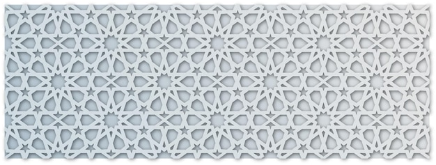 Ornamento islamico vettoriale bianco sfondo blu grigio morbido ombra chiara 3d ramadan eid geometria araba