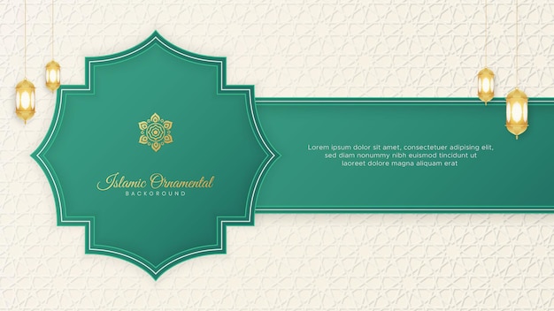 Islamic Ornamental Arabic Green and White Luxury Background with Geometric pattern and Ornament