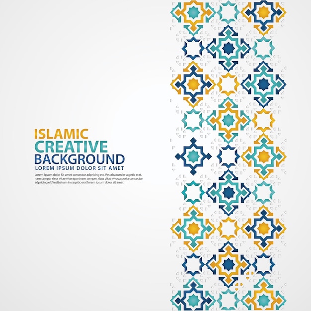 Vector islamic ornamental colorful detail of floral mosaic islamic art ornament