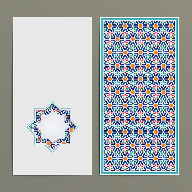 Islamic pattern vector design with morocco style for greeting card template set