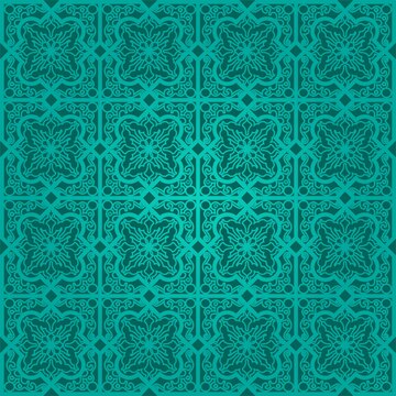 Premium Vector | Islamic pattern with blue tosca background