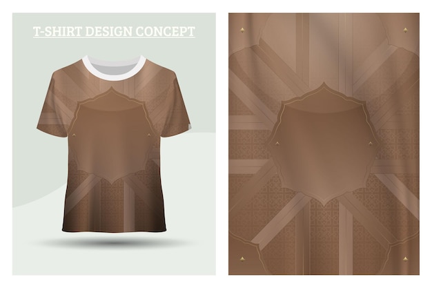 Islamic patterned elegant brown tshirt design concept