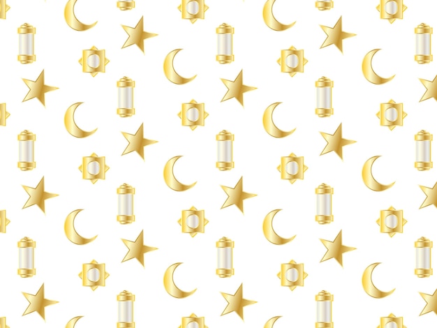 islamic patterns lantern moon and stars with gold texture