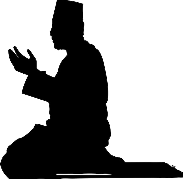 Siluetta di vettore di preghiera islamica una siluetta di vettore di preghiera musulmana ad allah