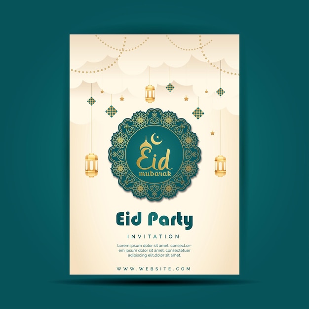 벡터 이슬람 라마단 eid 무바라크 전단지 디자인