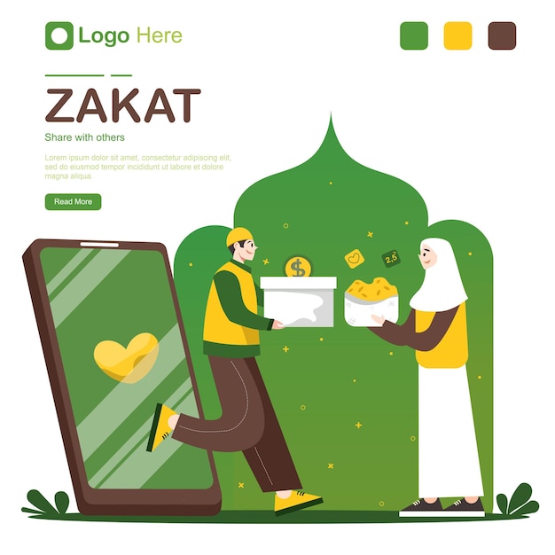 Islamic ramadan illustration about ramadan zakat or share with each other