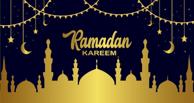 Ramadan kareem islamico modello dorato sfondo illustrazione vettoriale