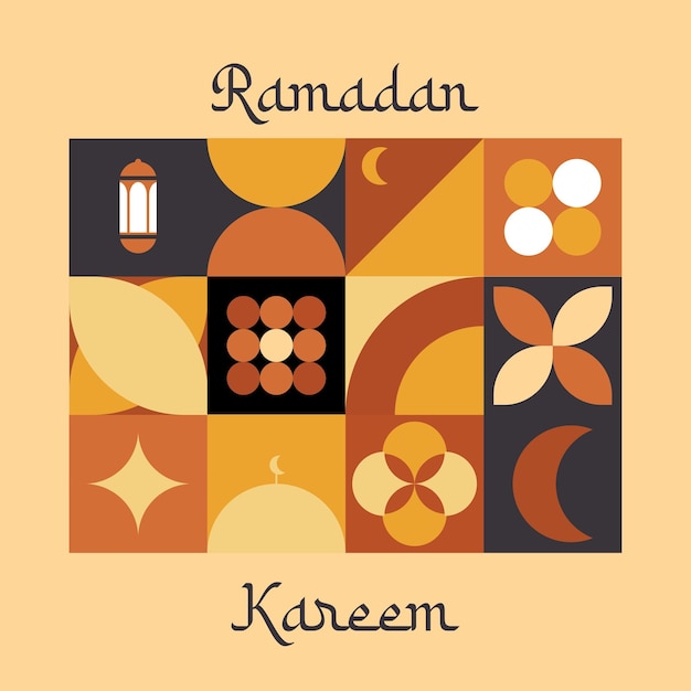 Vector islamic ramadan kareem holiday banner design with minimalistic icons