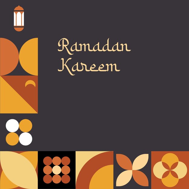 Islamic Ramadan Kareem holiday banner design with minimalistic icons