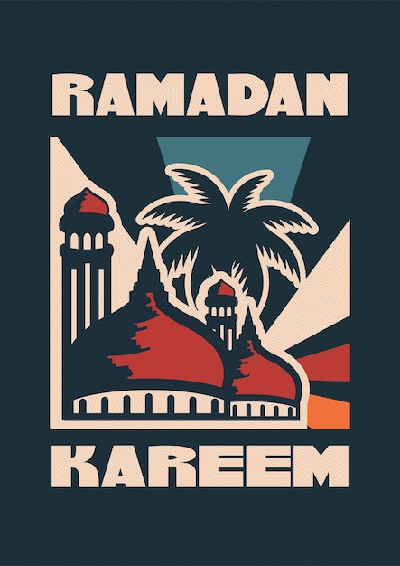 イスラムのラマダン カリーム ビンテージ カバー バナーまたはポスター テンプレート