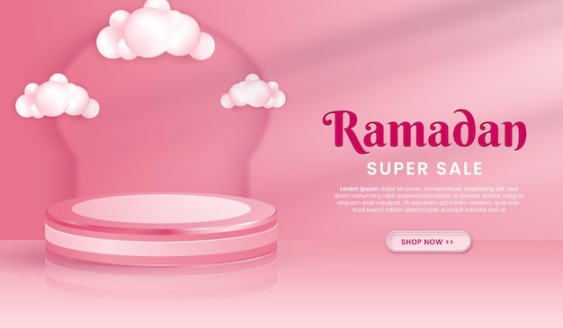 Vector islamic ramadan podium for product placement and editable color free vector