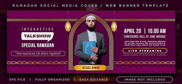 Vector islamic ramadan talk show banner template or social media cover