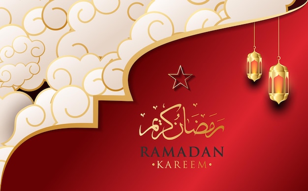 Islamic red color background design for ramadan kareem and eid mubarak