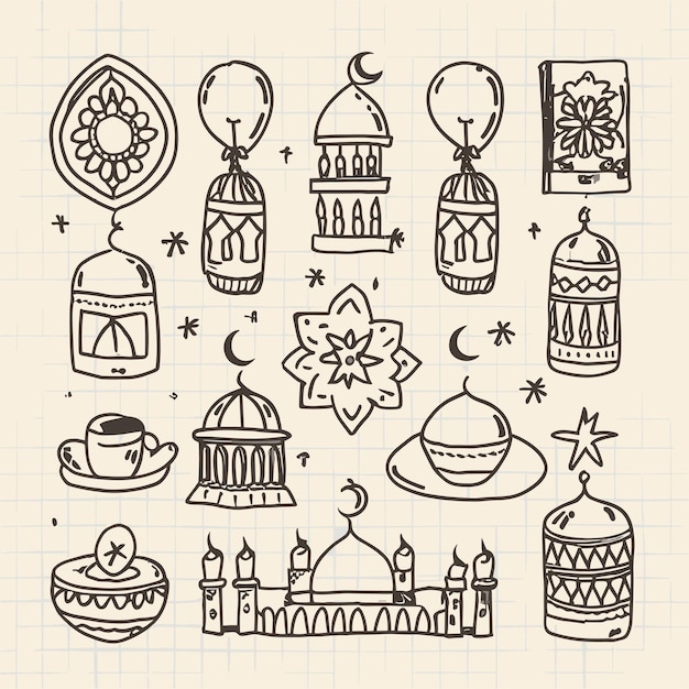 Vector islamic religious doodle vector