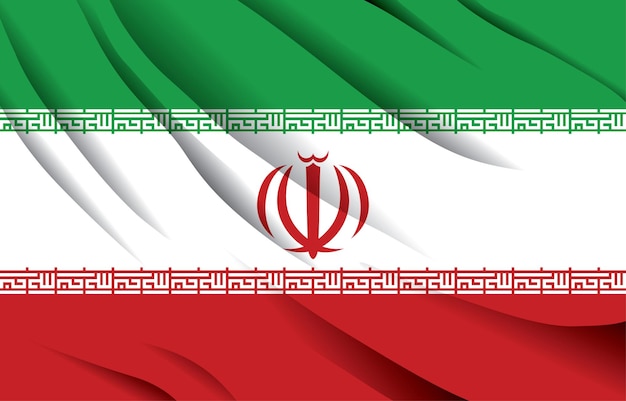 イランのイスラム共和国の国旗を振って現実的なベクトル イラスト