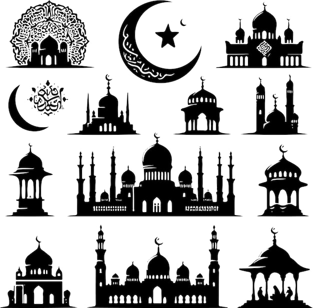 Islamic silhouette set Eid alFitr silhouette set