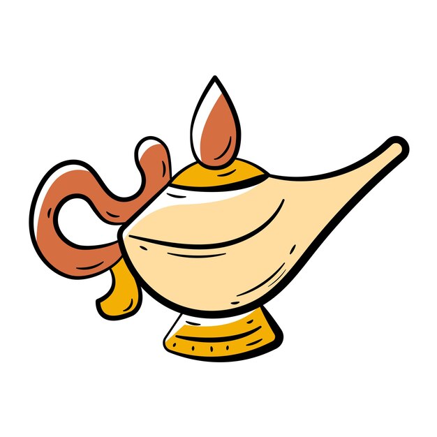 Islamic teapot hand drawn color icon