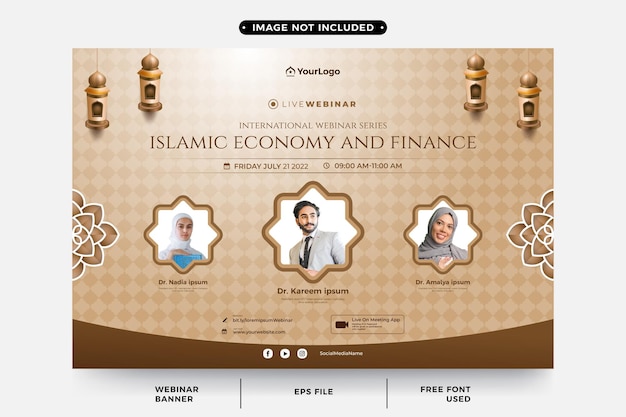 Vettore design di banner webinar decorativo a tema islamico