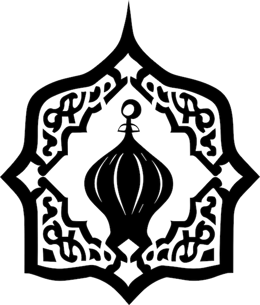 Disegno vettoriale islamico colore nero 17